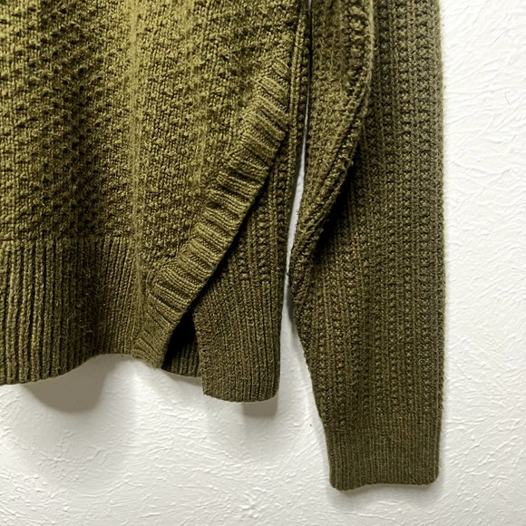 Madewell Sea Grove Textured Split Hem Sweater Cotton Blend Moss Green Sz L - Picture 4 of 8